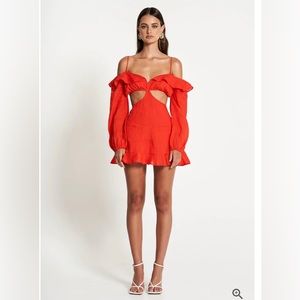 SOFIA THE LABEL MAYA CUT OUT MINI DRESS - Red